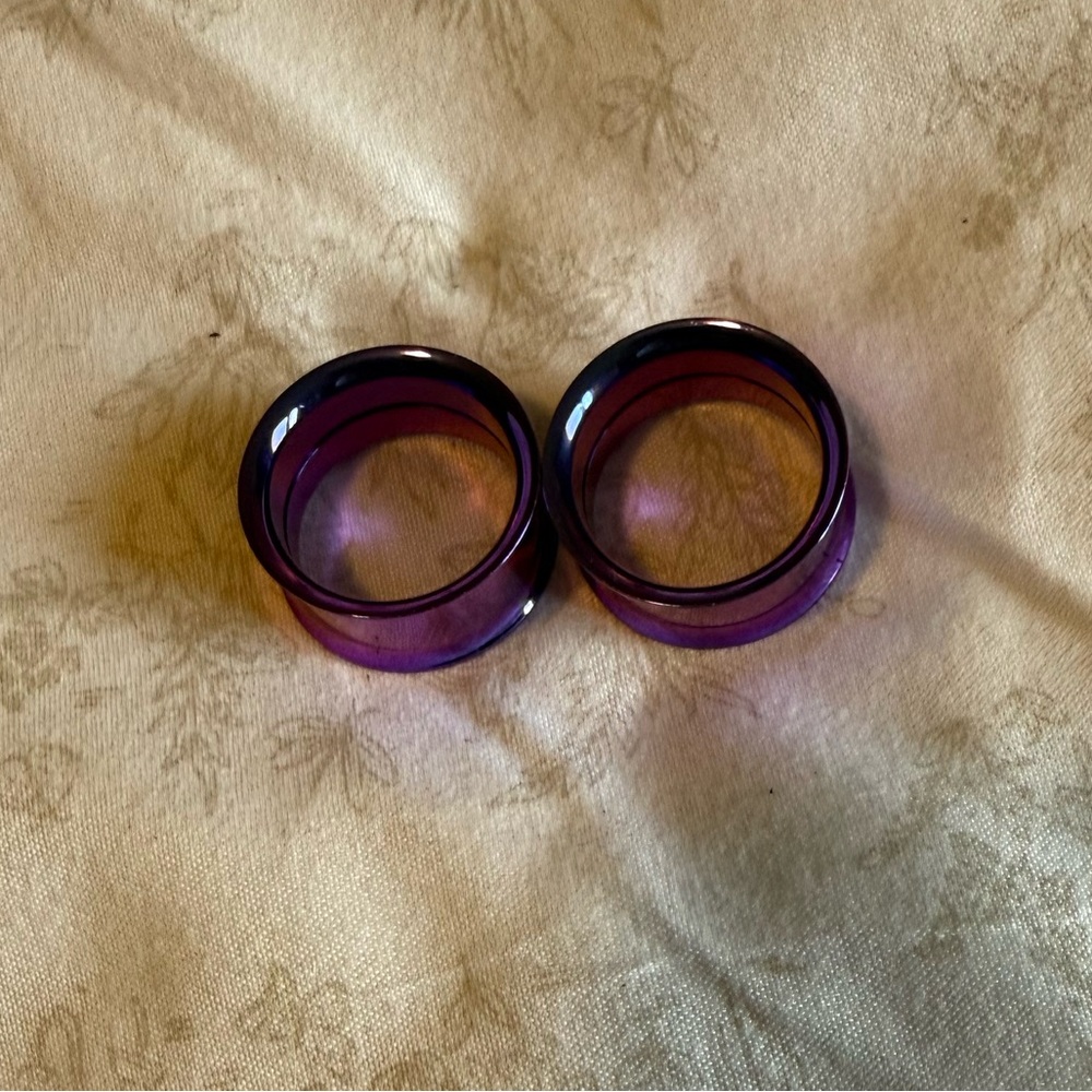 Purple Metal 12mm DOUBLE FLARE TUNNEL PLUG SET
